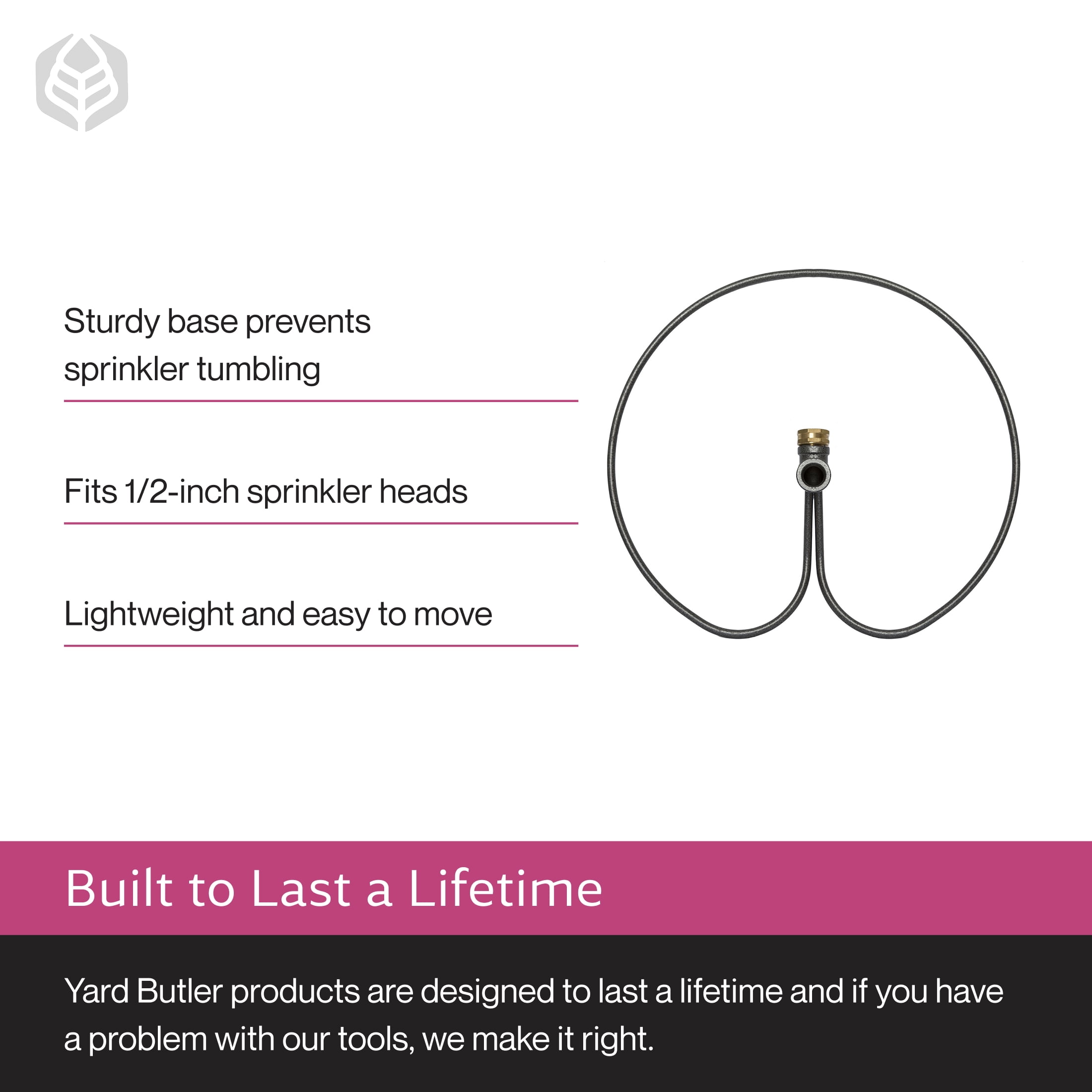 Yard Butler RB-13 1/2-Inch Lawn Sprinkler Stand, Adjustable Metal Ring Base Sprinklers for Yard, Easy Base Stand for Garden Sprinklers for Large Areas