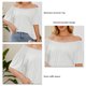 thumbnail image 5 of Top de verano para mujer, blusa holgada de manga corta con volantes, cuello redondo y hombros fruncidos, color blanco S, 5 of 6