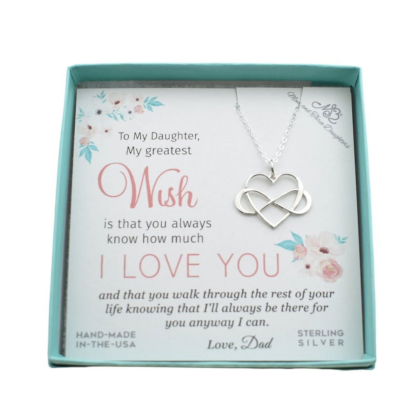 Daughter Infinity Heart Necklace in Sterling Silver From Dad. Gift for Daughter. Deployment Gift. Graduation Gifts. Gift for Bride