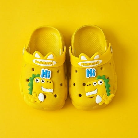 

Cartoon Dinosaur Comfortable Non-slip Clogs For Baby Boys Girls Infant Newborn Toddler-黄色||30-31码