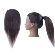 Hair By DK 100% Real Hair Mannequin 22-24 Afro Fluffy Light Yaki kinky Straight Textured Cosmetology Beauty School Head Included C-Clamp free of Purchase Dark Brown Black (22~24 Inch, 2)#2