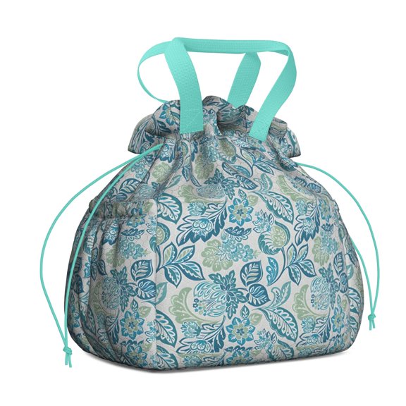 Boho Bohemia Flower Drawstring Lunch Bag Women - Drawstring Lunch Bag Insulated for Work Office - Stain-Resistant Large Lunchbags for Women with Multi-Pockets