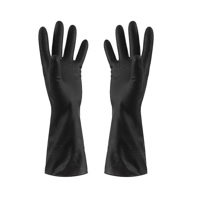 Guantes de látex resistentes a productos químicos, guantes de goma resistentes para trabajo de seguridad y limpieza, tamaño XL, negros, 3 pares