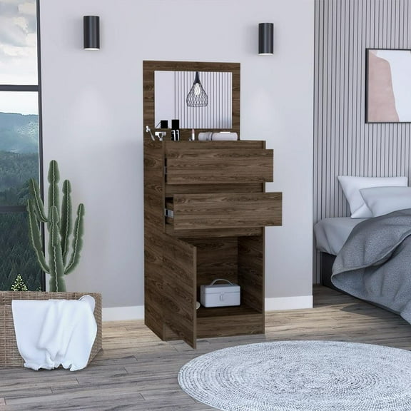 We Have Furniture Dresser Asturias, Jewerly Box, Dark Walnut Finish