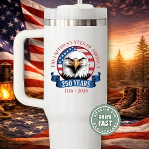 America 250 Commemorative Tumbler 40-Ounce with Handle, USA 250th Anniversary 1776–2026 Collectible Keepsake, 20 Oz