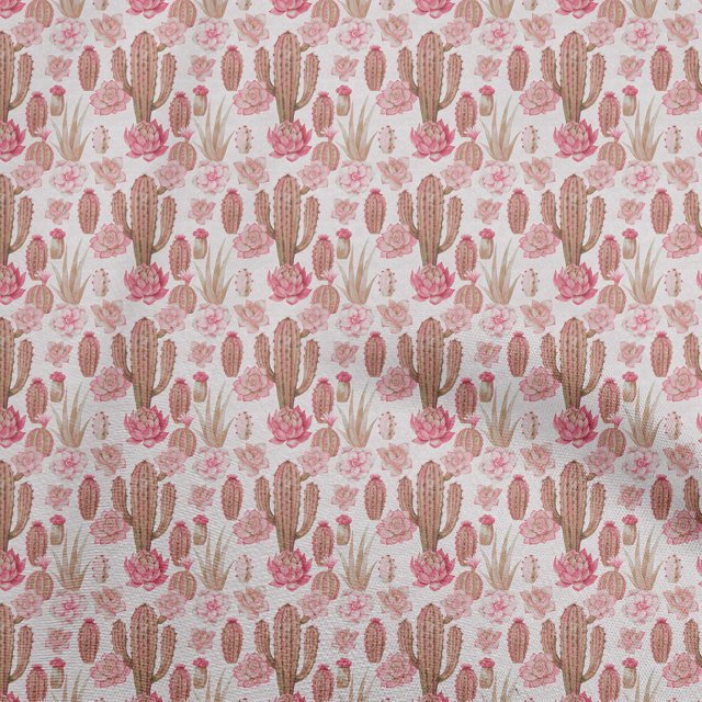 oneOone Rayon Peach Fabric Cactus Craft Projects Decor Fabric Printed By The Yard 56 Inch Wide