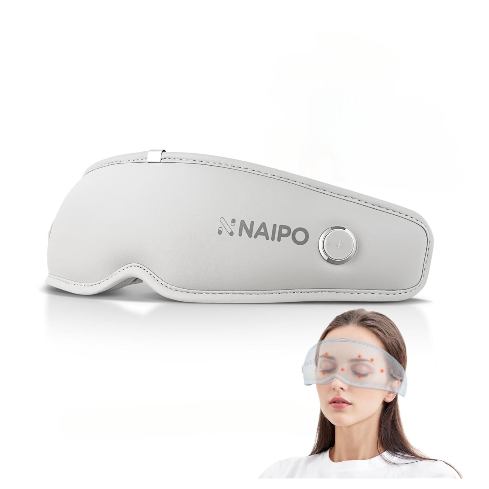 Naipo Eye Massager with Heat & Bone Conduction Audio, 3D Lightweight Eye Mask for Relieve Migraines, Gifts for Lover Mom Dad