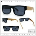 thumbnail image 2 of Thick Real Bamboo Wood Arm Square Narrow Rectangle Horn Rim Sunglasses Shiny Black - Black, 2 of 8