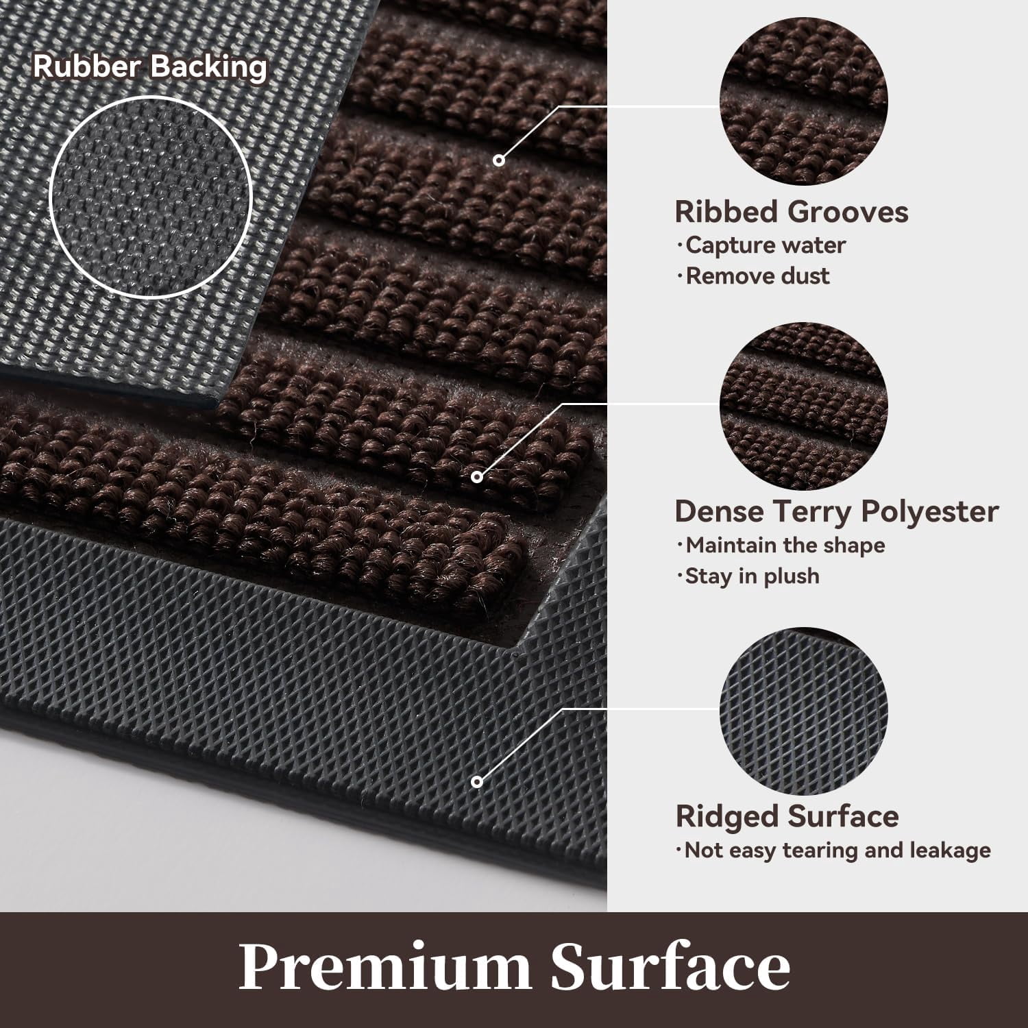 SIXHOME Outdoor Mat 24"x35" Non Slip Front Door Mat Outside Absorbent Rubber Welcome Mat Low Profile Dirt Trapper Indoor Outdoor Doormat Boho Arch Door Mat Outside Thick Entryway Rug Brown