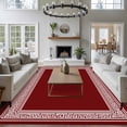thumbnail image 4 of Red Geometric Large Area Rugs for Bedroom Living Room, Soft Non Slip Carpet Bedside Rug, Country Farm Traditional Chinese Tile Rectangular Floor Cover Kitchen Accent Rug 5'x7' for Dining Room/Office, 4 of 9