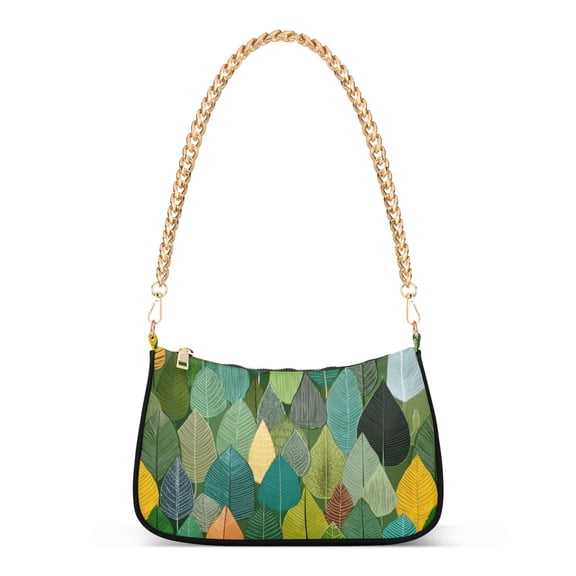 ALAZA Leaves Green Women's Chain Shoulder Bag Hobo Handbag Tote Crossbody Purse