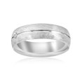thumbnail image 3 of Mens Diamond 14K White Gold Brushed Wedding Ring Matte Wedding Band, 3 of 3