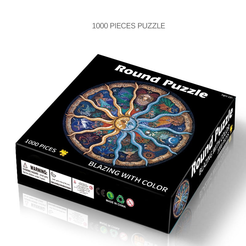 Puzzles 500 Pieces Twelve Constellations Jigsaw Puzzle Round Decor Toys Zodiac 
