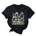 thumbnail image 2 of GaThRRgYP Women's Mother's Day Mama Short Sleeve T-shirt,Women Mother's Day Gift Mom Flower Print Short Sleeve Round Neck T-shirt Pattern Top Black S, 2 of 7