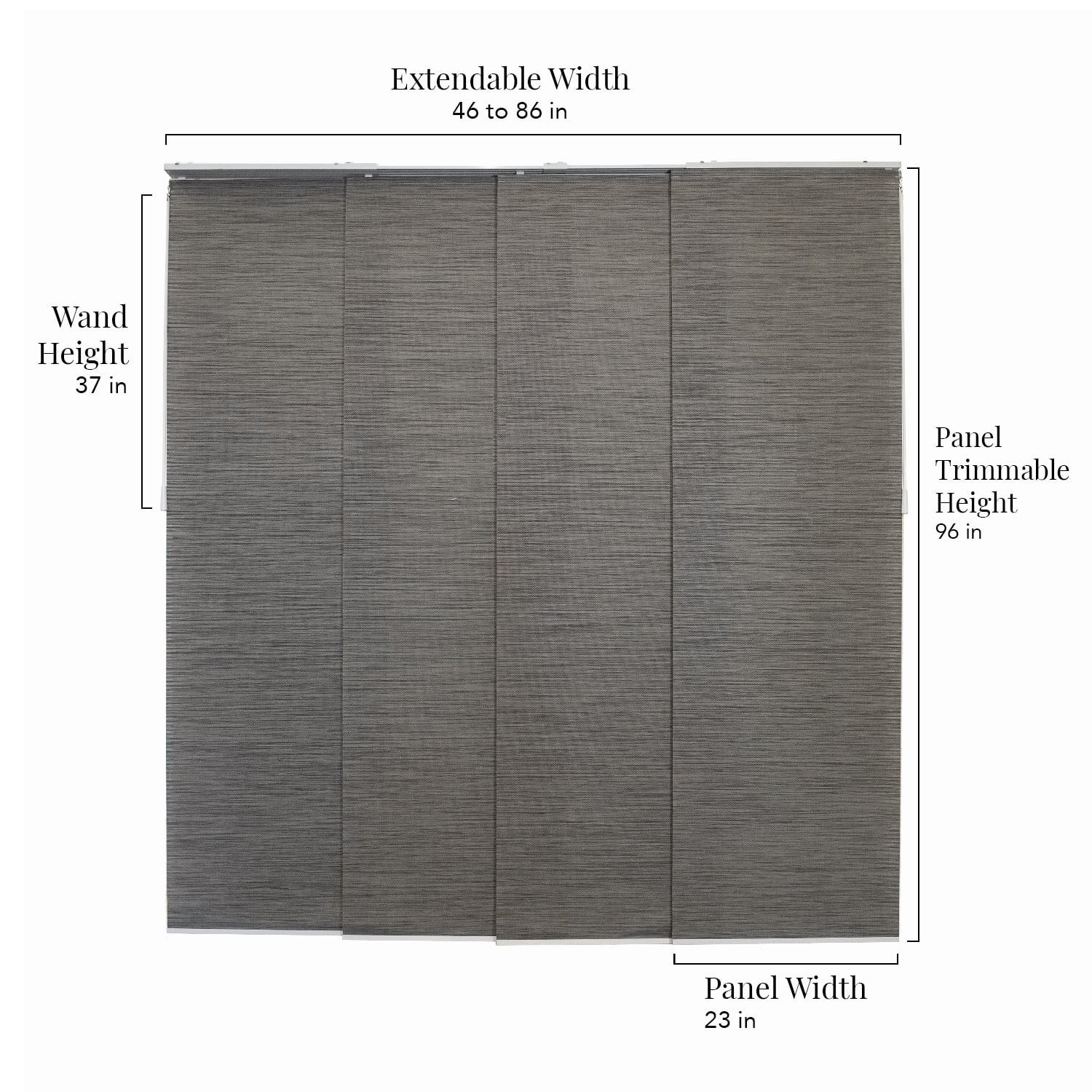 CHICOLOGY QUAD RAIL SLIDING PANEL Ice Gray (Light Filtering) W:46-86 x H:Up-to 96 inches