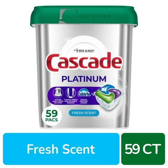 Cascade Platinum Dishwasher Pods Dishwasher Detergent Dish Detergent Soap Fresh 59 ct - Pack of 2