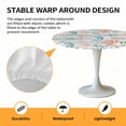 thumbnail image 2 of Elastic Fitted Round Tablecloth, Teal Red Seahorse Coastal Waterproof Stretch Table Cover for 55"-60" Tables, Vintage Nautical Beach Coral Starfish Washable Outdoor Tablecloths for Patio, Picnic, 2 of 9