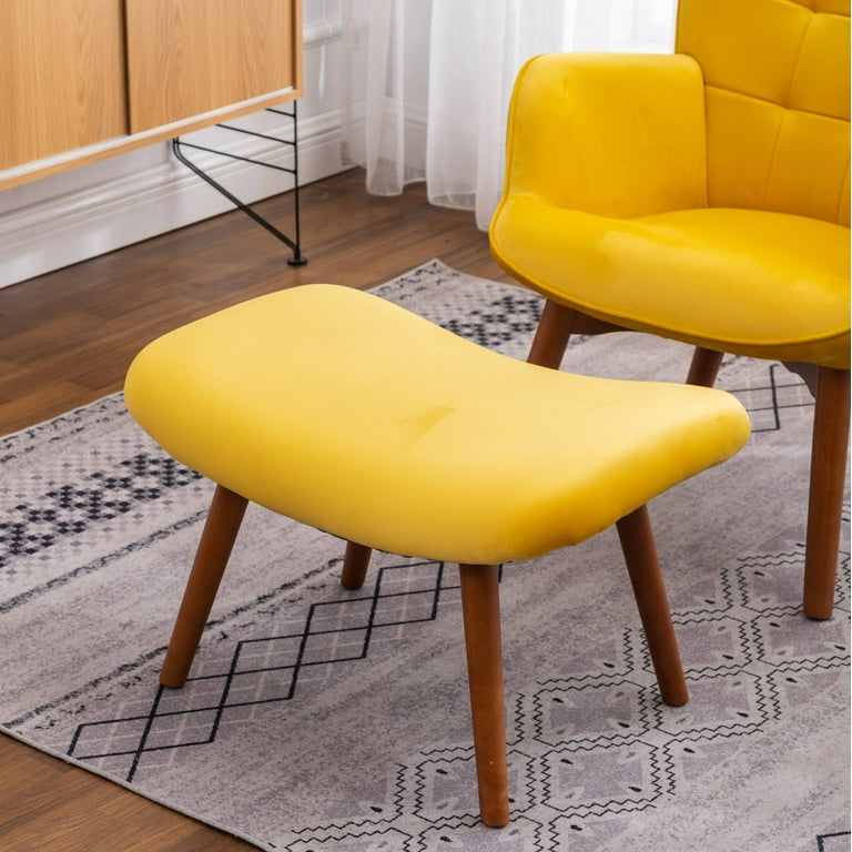 Leiria Contemporary Silky Velvet Tufted Accent Chair with Ottoman