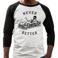 thumbnail image 2 of Never Better Skeleton Three-Quarter Raglan Sleeve Baseball Shirt Unisex X-Large White/Black, 2 of 5