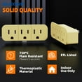 thumbnail image 5 of 2 to 3 Prong Grounded Triple Outlet Extender, 2-Prong to 3-Prong Adapter Converters for Wall Outlets, Portable Polarized Wall Plug Splitter with 3 AC Outlets, ETL Listed, 3 Packs, Ivory, 5 of 9