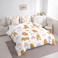 thumbnail image 4 of Homewish Brown Kawaii Capybara 7 Pieces Bedding Comforter Set,Colorful Rainbow Full Bedding Set,Cute Multicolor Loves Fitted Sheet Flat Sheet For Girl Teens,Ultra Soft Home Decor Reversible, 4 of 9