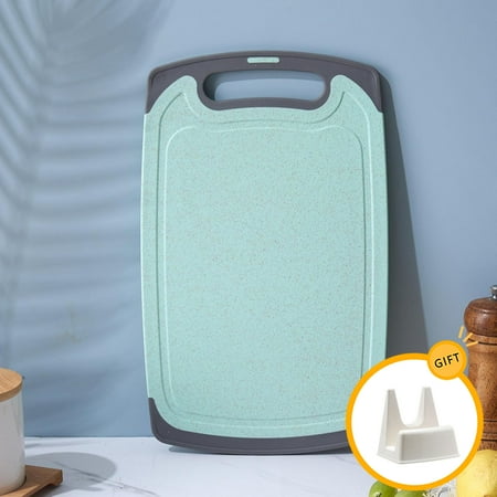 

Cutting Boards for Kitchen Food Grade Food Prep Board with 1Pc Pot Lid Holder Dishwasher Safe Juice Groove Easy Grip Handle Non-Slip Rubber Cutting Board Blue