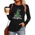 thumbnail image 5 of Merry Christmas Sweatshirts For Women Holiday Long Sleeve Shirts Letter Print Crewneck Pullover Oversized Tops, 5 of 7