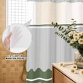 thumbnail image 3 of No Hook Shower Curtain, Dark Green Striped Shower Curtains for Bathroom with See Through Top Window, Abstract Modern Geometric Stripes Waterproof & Washable Bath Curtain Extra Long 72"x84", 3 of 9