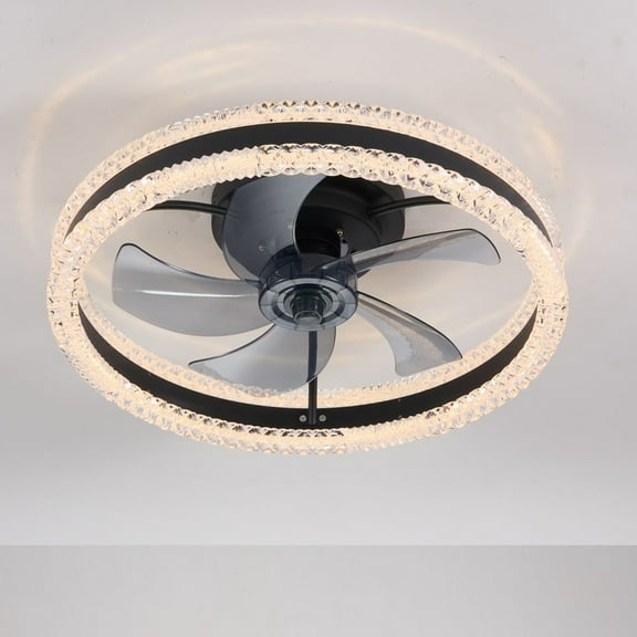 Miniyam Smart Ceiling Fan with Light – Flush Mount LED Design, APP & Remote Control, Dimmable with 3 CCT, Quiet, 6 Speeds, Wall Mount
