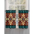 thumbnail image 3 of Kitchen Curtains 54 Inches length, Turquoise Red Window Treatment Curtain Drapes, Southwest American Native Abstract Pattern Thermal Insulated Drapes for Basement Hotel RV, 42"x54", 2 Panels, 3 of 7