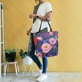 thumbnail image 4 of FORMRS Womens Canvas Tote Bag with Zipper Inner Pocket Shoulder Handbag, Beautiful Floral Pattern, 4 of 7