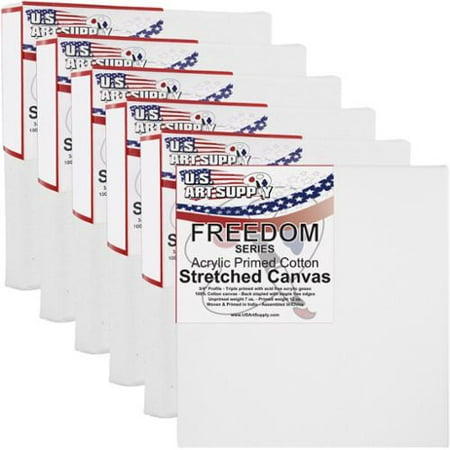 US Art Supply 4 x 4 inch Professional Quality Acid Free Stretched Canvas 6-Pack - 3/4 Profile 12 Ounce Primed
