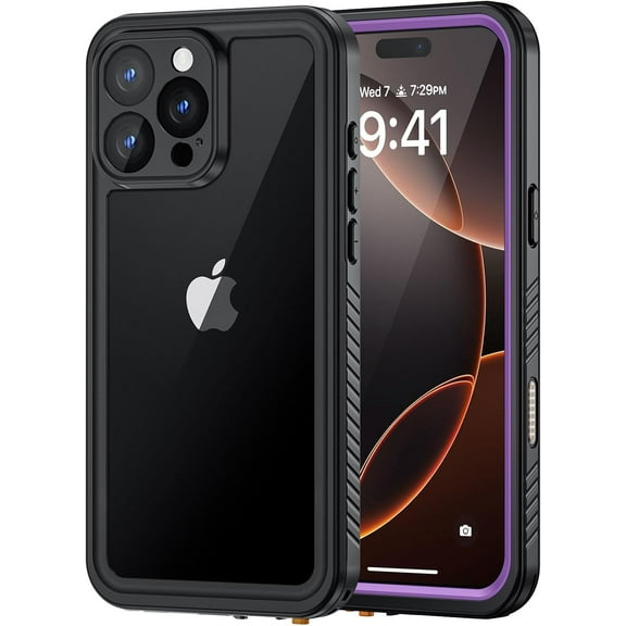 for iPhone 16 Pro Max Case, IP68 Waterproof Dustproof Shockproof Cases with Built-in Screen Protector, Full Body Heavy Duty Rugged Phone Cover for iPhone 16 Pro Max - 6.9 inch (Purple)