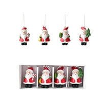 yulier 4 Pcs Christmas Figurine Ornaments, 3D Mini Resin Santa Claus Ornaments Hanging Pendant for Christmas Tree, Backpack, Car - Xmas Gifts Christmas Stocking Stuffers