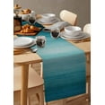 thumbnail image 6 of Ldtrchee Turquoise Ombre Table Runner 60 Inches, Modern Abstract Art Gradient Bed Runner Dresser Scarves Tabletop for Indoor Outdoor Parties/Ceremony/Banquet, 13" x 60", 6 of 8