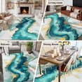 thumbnail image 5 of Abstract Marble Area Rug 5x7 FT, Non Slip Bedroom Throw Carpet, Turquoise Abstract Golden Foil Texture Washable Soft Floor Carpet Non-Shedding Rug for Dining Room Bedside Classroom Desk, 5 of 9