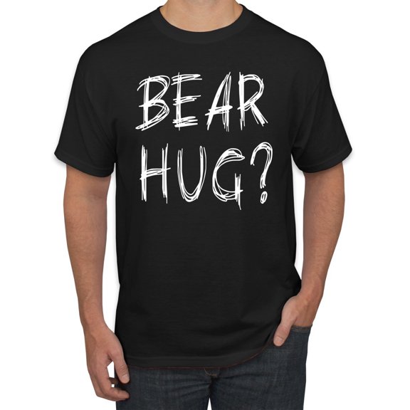 Bear Hug Lover | Mens Animal Lover Graphic T-Shirt, Black, Small