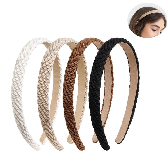 4 PCS Headbands for Women Thin Knitted Hairbands Fashion Non Slip Headband for Women's Hair Cute Solid Colors Hair Accessories