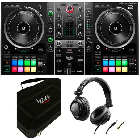 Hercules DJControl Inpulse 500 DJ Software Controller Bundle with Hercules Premium Travel Bag for DJControl Inpulse 500 Controller, Hercules HDP DJ45 Closed-Back, Over-Ear DJ Headphones