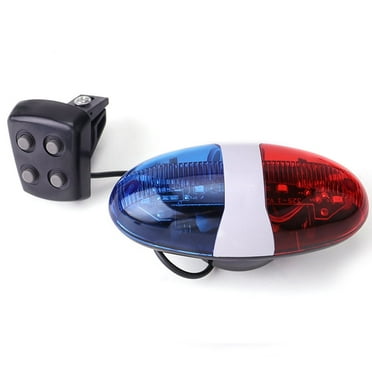 Oumers Bicycle Police Sound Light, Bike LED Light Electric Horn Siren Horn Bell, 6 LED Light 4 Sounds Trumpet, Warning Safety Light, Waterproof Bicycle Lights Accessories, No Batteries in