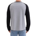 thumbnail image 3 of Camiseta de manga larga para hombre, color bloque, estilo casual, raglán, 2XL, gris, 3 of 6