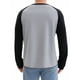 thumbnail image 3 of Camiseta de manga larga para hombre, color bloque, estilo casual, raglán, 2XL, gris, 3 of 6
