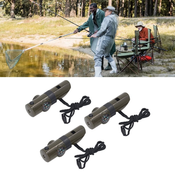 Silbato De Supervivencia Multifunción, Alto Decibelio 7 En 1 Silbato Multifunción Reflector Lupa Termómetro 3 Piezas Para Pesca Para Acampar Para Paseos En Bote