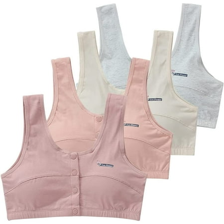 

Pikadingnis 4pcs Girls Training Bra Sports Bralette Comfor Breathable Cotton Vest Bra Soft Seamless Everyday Bra for Adolescent Girl