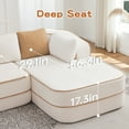 thumbnail image 5 of 77.2" Teddy Fabric No Assembly 32D High Density sponge Boneless Sofa,Fluffy Comfy Couch with double Chaises,Sleeper sofa,Contrast color design,Symmetrical aesthetics,for Living Room,White, 5 of 10