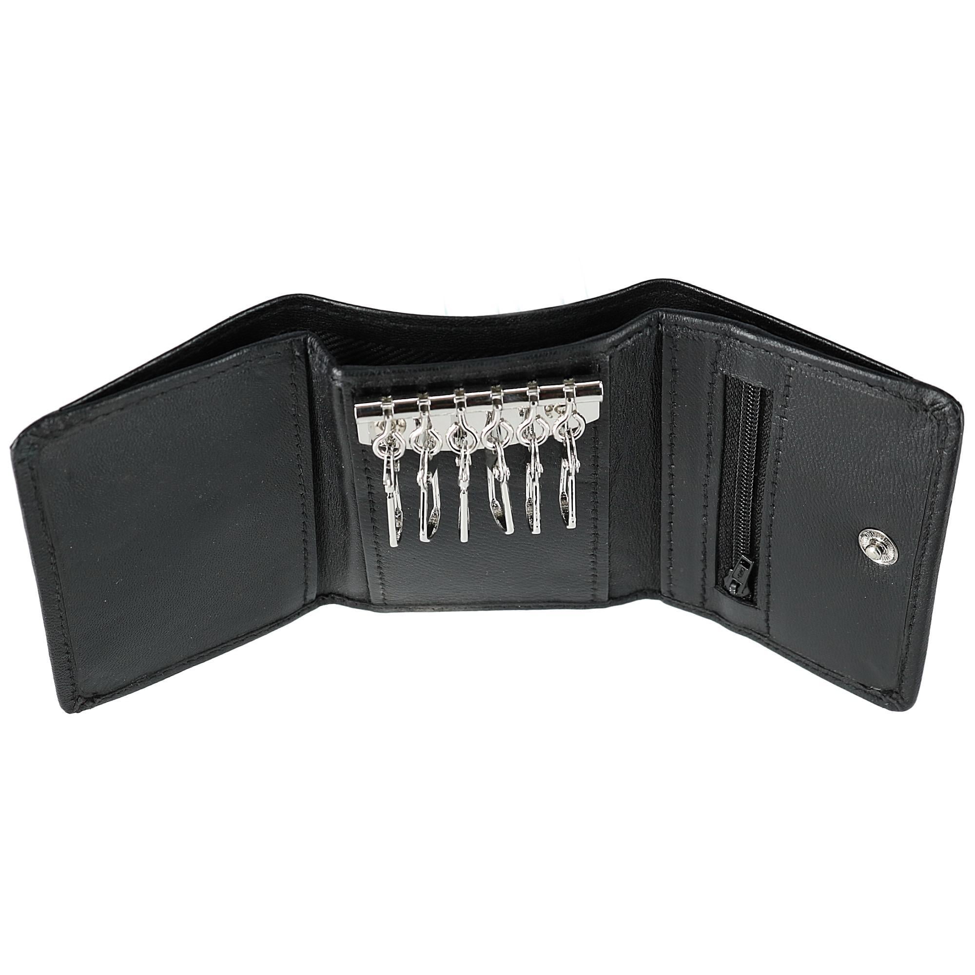 Men Wallets CTM Mens Leather Zip-Around Key Case Wallet with Zipper Pockets