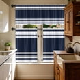 thumbnail image 4 of Striped Rod Pocket Kitchen Curtains,Navy Blue White Tier and Valance Curtains,Light Filtering Short Window Treatments for Bathroom,Bedroom,Living Room and Cafe, 4 of 5