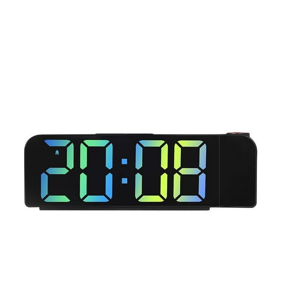 Reloj despertador de proyeccion reloj digital con proyector giratorio de 180 atenuador de brillo de 3 niveles pantalla LED clara volumen