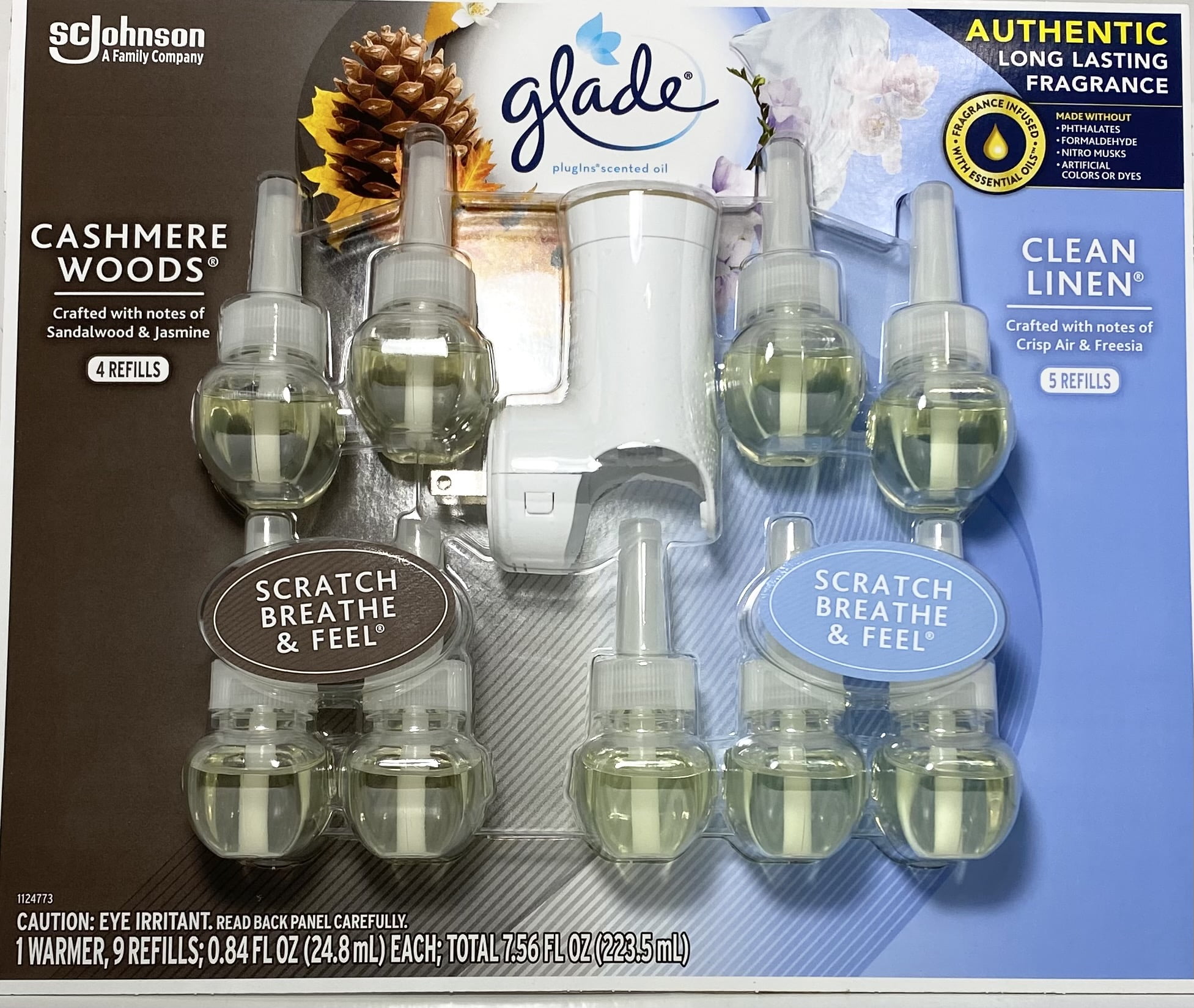 Glade Cashmere Woods and Clean Linen PlugIns Scented Oil