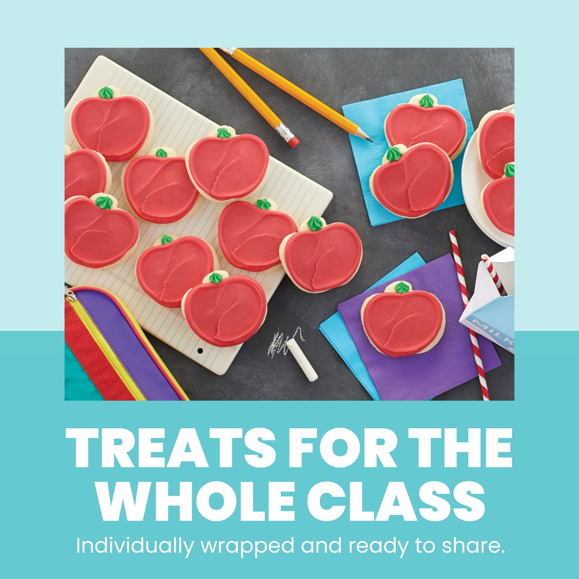 Cheryl's Cookies® Apple Shaped Cookies, with 12 Buttercream Frosted Sugar Cookies, Individually Wrapped, Gift for Teachers, Grads, Family, Friends, Loved Ones